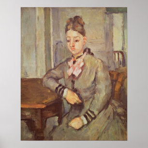 MadamCezanne benägenhet på ett bord, 1873-77 Poster