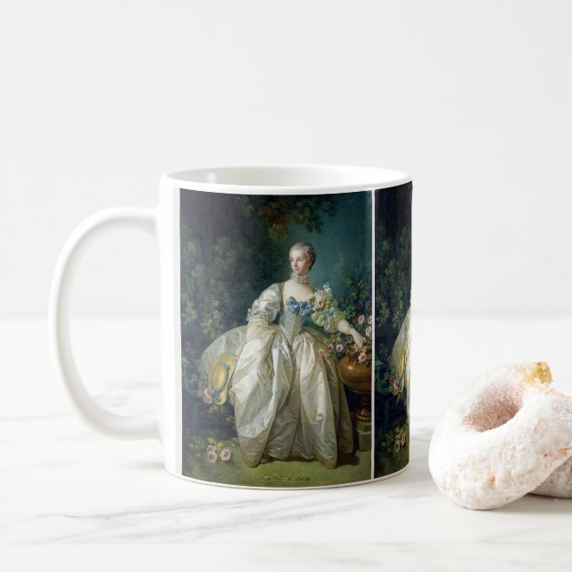 Madame Bergeret 1766 av Francois Boucher-oljefärg Kaffemugg (Med munk)