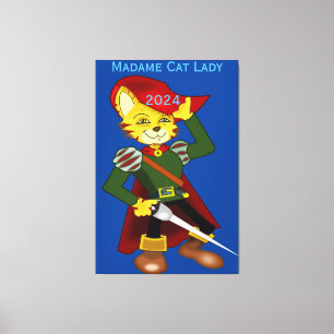 Madame Cat Dam 2024 för president Thunder_Cove Canvastryck