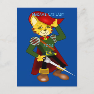 Madame Cat Dam 2024 för president Thunder_Cove Vykort