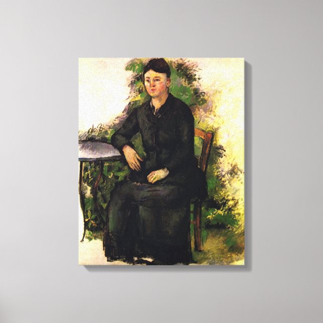 Madame Cezanne i trädgården - Paul Cezanne Canvastryck (Framsida)