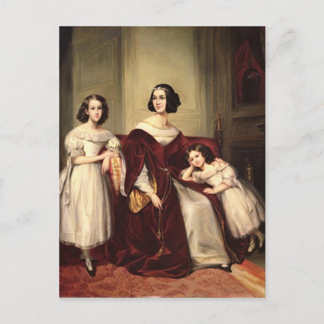 Madame de Nonjon och hennes två döttrar, 1839 Vykort (Framsida)