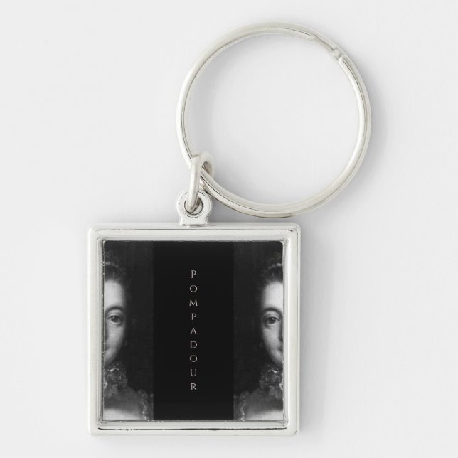♥ Madame de Pompadour baroque ♥ Fyrkantig Silverfärgad Nyckelring (Framsidan)