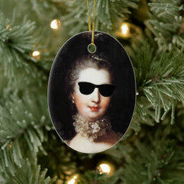 ♥ Madame de Pompadour med sunglasslasgalna ♥ Julgransprydnad Keramik
