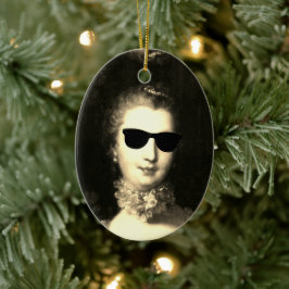 ♥ Madame de Pompadour med sunglasslasgalna ♥ Julgransprydnad Keramik