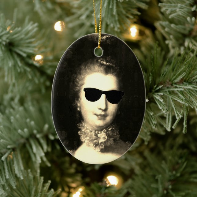 ♥ Madame de Pompadour med sunglasslasgalna ♥ Julgransprydnad Keramik (Träd)