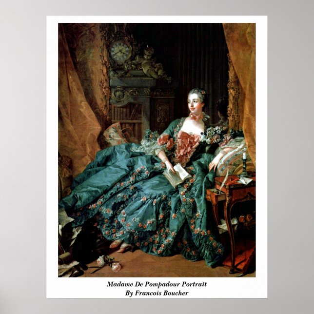 Madame De Pompadour Porträtt av Francois Boucher Poster (Framsidan)