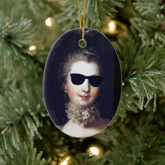 ♥ Madame de Pompadour with sunglasses crazy ♥ Julgransprydnad Keramik (Träd)