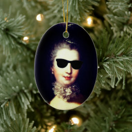 ♥ Madame de Pompadour with sunglasses crazy ♥ Julgransprydnad Keramik