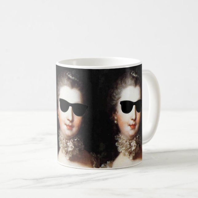 ♥ Madame de Pompadour with sunglasses crazy ♥ Kaffemugg (Framsida höger)