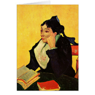 Madame Ginoux med böcker av Vincent van Gogh Hälsningskort