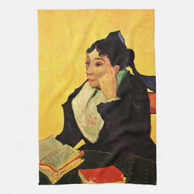 Madame Ginoux med böcker av Vincent van Gogh Kökshandduk (Vertikal)