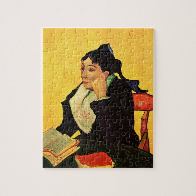 Madame Ginoux med böcker av Vincent van Gogh Pussel (Vertikal)