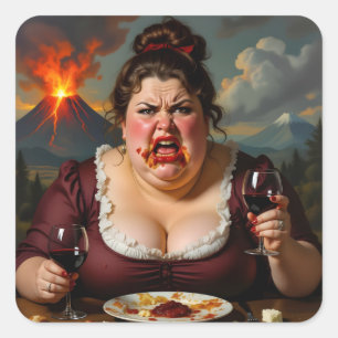 “Madame Lava-Cake”- Hon Blåser Upp När Som Helst Fyrkantigt Klistermärke