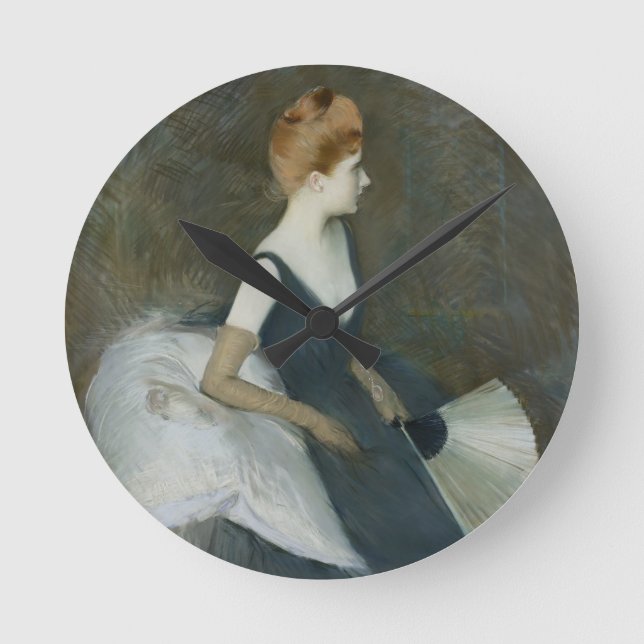 Madame Marthe Letellier Sitta på Soffa Rund Klocka (Framsida)