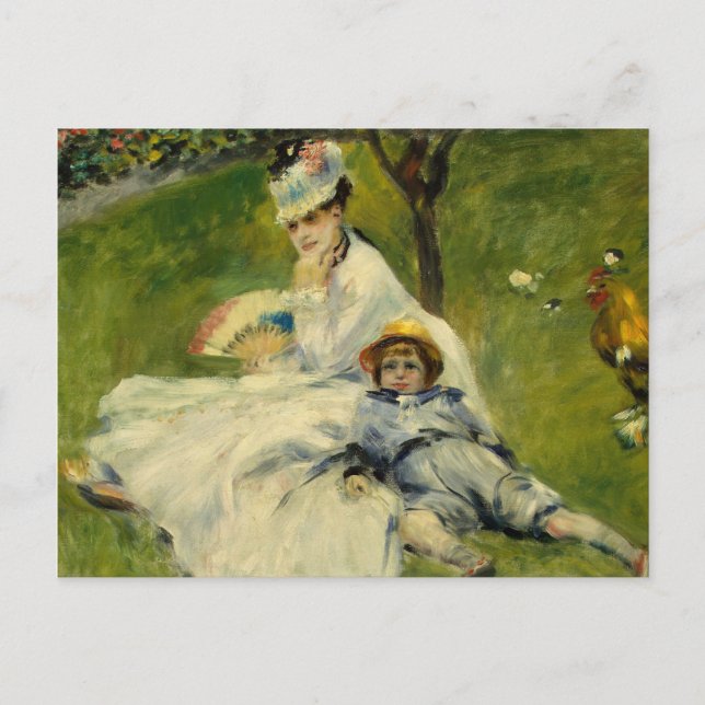 Madame Monet och hennes son av Auguste Renoir Vykort (Framsida)