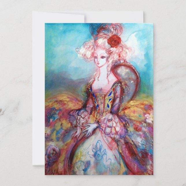 MADAME POMPADOUR ,Classy Guld Costume Party Inbjudningar (Framsida)