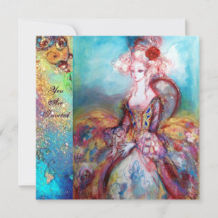 MADAME POMPADOUR ,Classy Guld Costume Party Inbjudningar