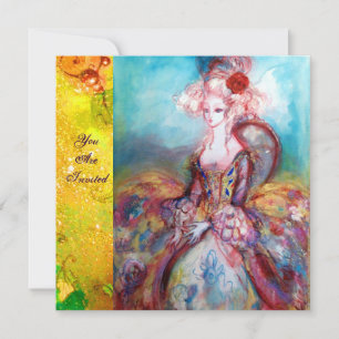 MADAME POMPADOUR ,Classy Guld Costume Party Inbjudningar