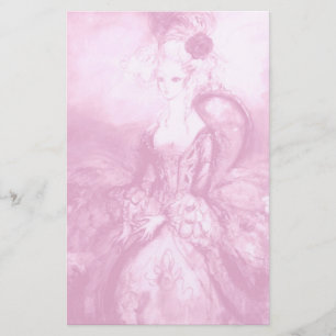 MADAME POMPADOUR ,mjuk rosa vit Brevpapper