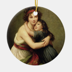 Madame Vigee-Lebrun och hennes dotter Julgransprydnad Keramik