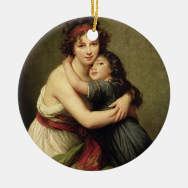 Madame Vigee-Lebrun och hennes dotter Julgransprydnad Keramik (Framsidan)