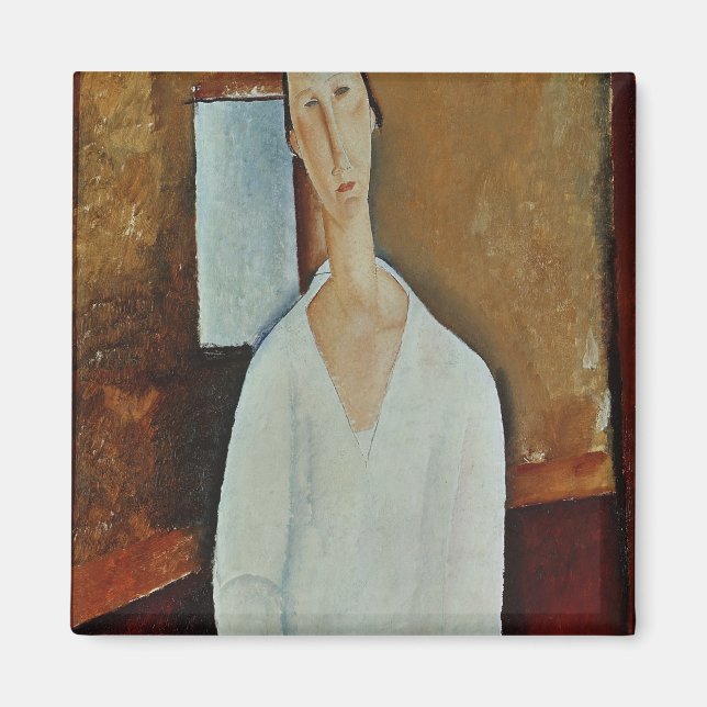 Madame Zborowska med Clasped Händer, 1917 Magnet (Framsidan)