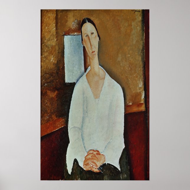 Madame Zborowska med Clasped Händer, 1917 Poster (Framsidan)
