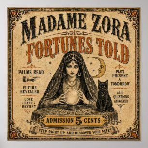 Madame Zora Spåkvinnans Vintage Affisch