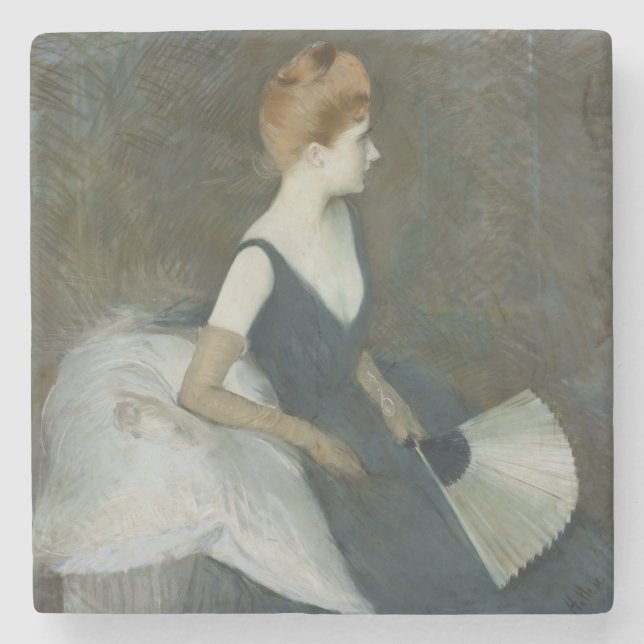 MadamMarthe Le Tellier sitta på en soffa Underlägg Sten (Framsidan)