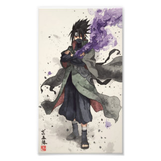 Madara Uchiha – Cinematic Watercolor Bakgrundsbild Fototryck