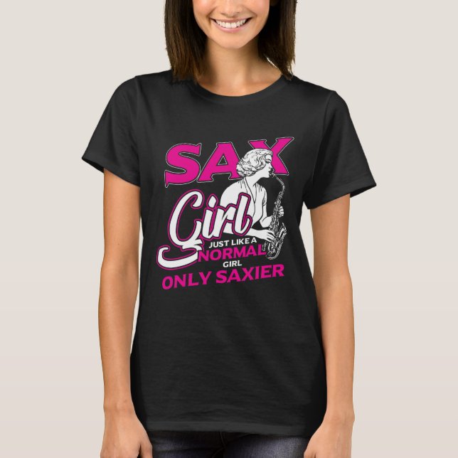 Mädchen Saxophon T Shirt (Framsida)