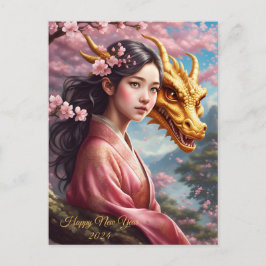 Mädchen zwischen Kirschblüten Helg Vykort