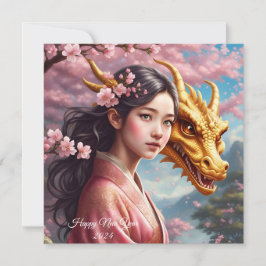 Mädchen zwischen Kirschblüten Julkort