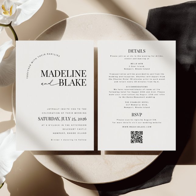 MADDIE Modern Bröllopsinbjudan Svar + Detaljer Inbjudningar (Skapare uppladdad)