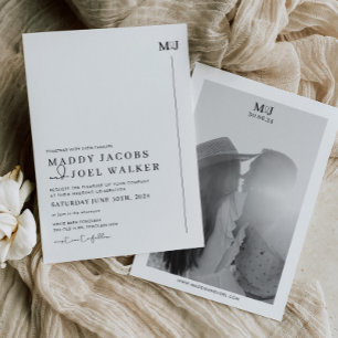 MADDY-inbjudan till elegant Black and White Weddin Inbjudningar
