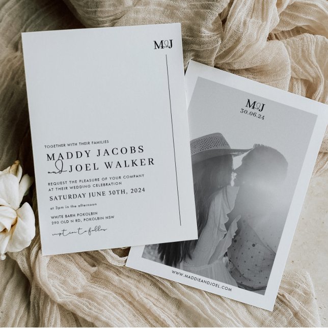 MADDY-inbjudan till elegant Black and White Weddin Inbjudningar (Skapare uppladdad)