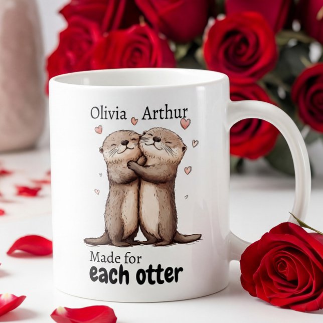 Made For Each Otter Funny Valentines Gift Kaffemugg (Skapare uppladdad)