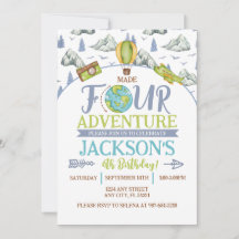 Made Four Adventure 4-års födelsedagsinbjudan