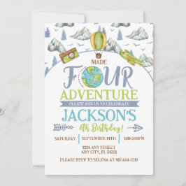 Made Four Adventure 4-års födelsedagsinbjudan Inbjudningar
