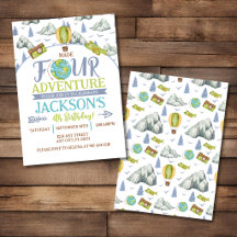 Made Four Adventure 4-års födelsedagsinbjudan