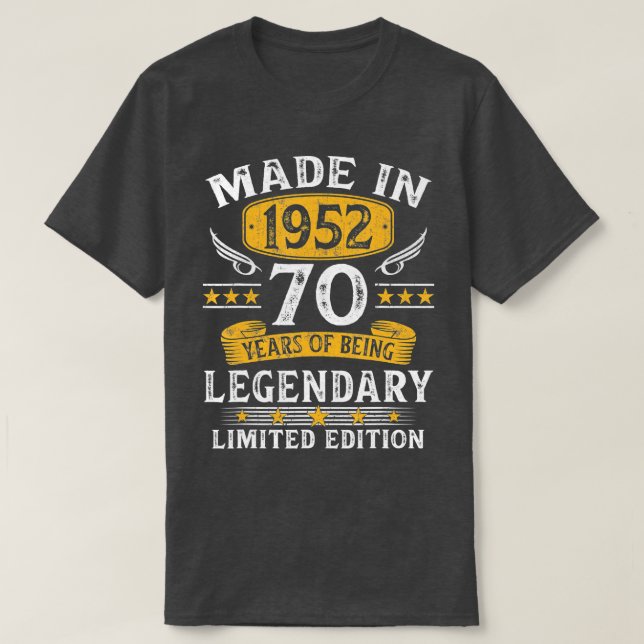 Made In 1952 70 Years Old Gifts 70th Birthday Gift T Shirt (Design framsida)