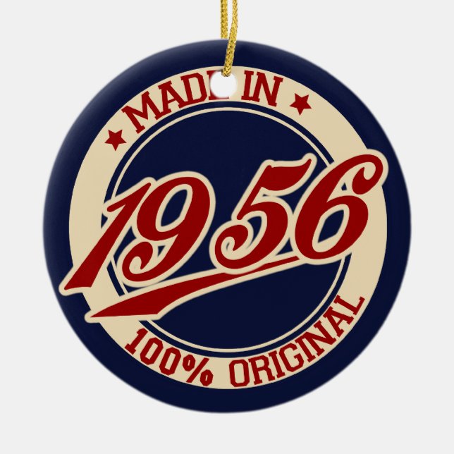 made in 1956 Birthday Year Julgransprydnad Keramik (Framsidan)
