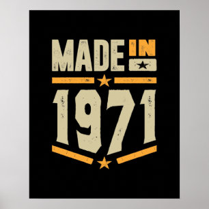 Made in 1971 Birthday Gift Poster