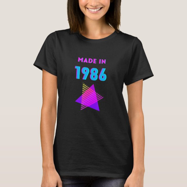 Made in 1986 neon bright colours retro design t shirt (Framsida)