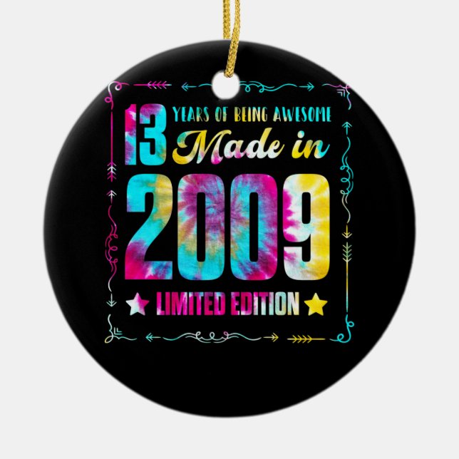 made in 2009 13:e födelsedagen 13 år var Fantastis Julgransprydnad Keramik (Framsidan)