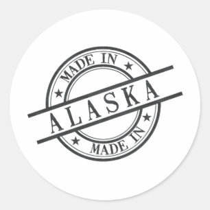 Made in Alaska Frimärke Stil Logotyp Symbol Black Runt Klistermärke