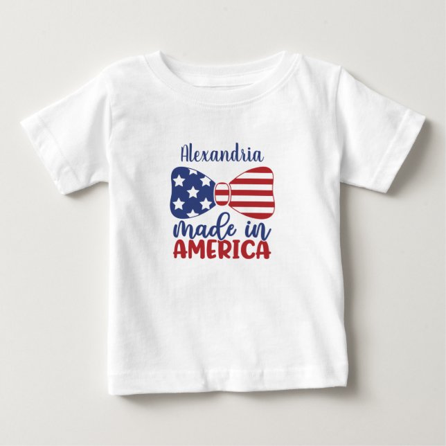 Made in America American Flagga Bow T Shirt (Framsida)