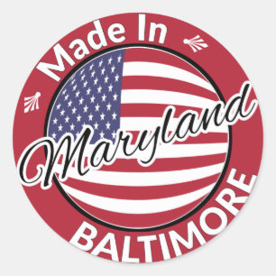Made in Baltimore Maryland USA flagga Runt Klistermärke