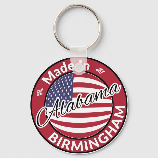 Made in Birmingham Alabama Stars och stripes Flagg Nyckelring (Framsida)